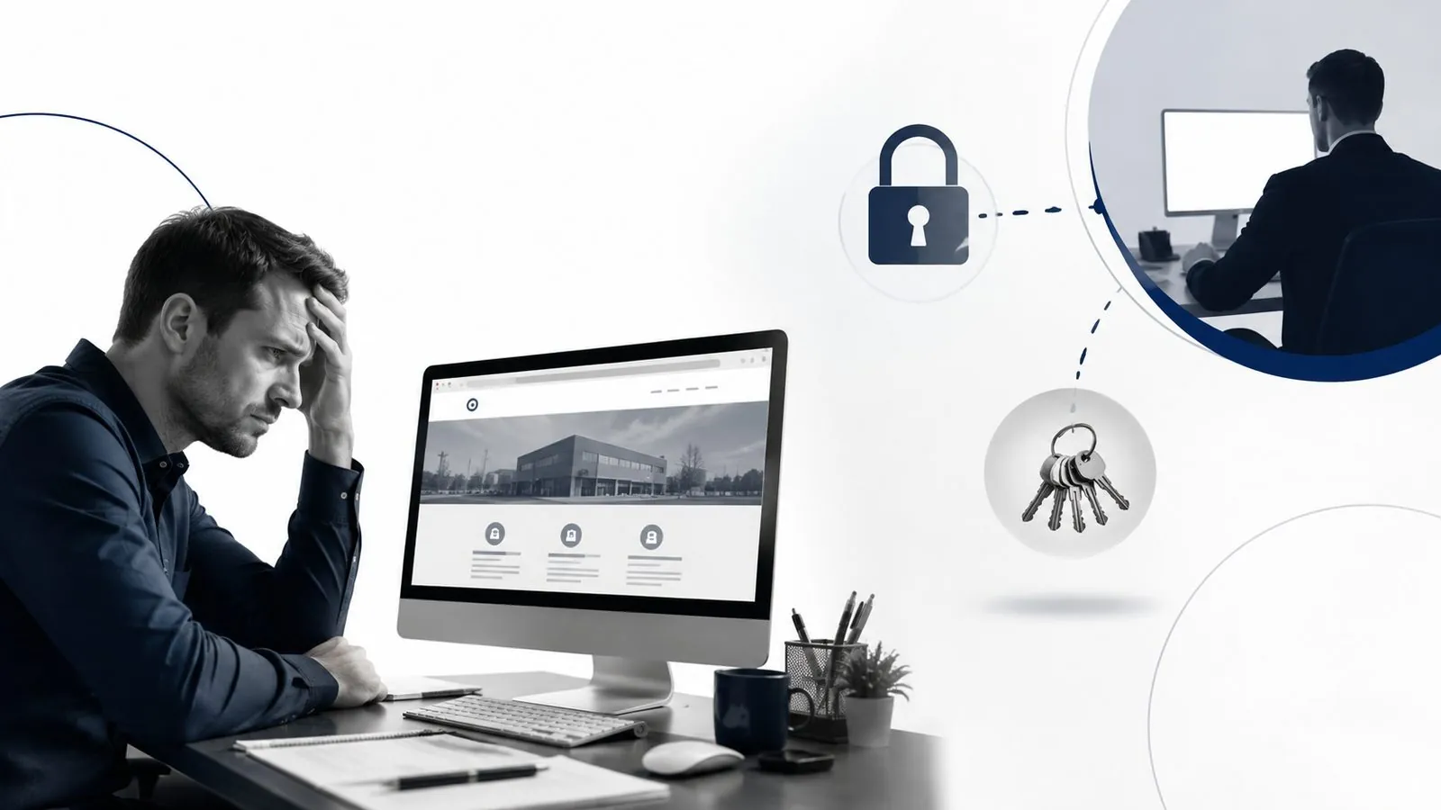 An owner looking at his own website while somebody else holds the keys to it.