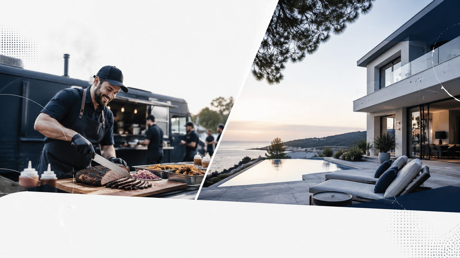 Two different businesses, a catering outfit and a vacation rental.