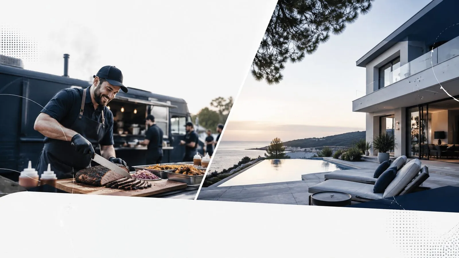 Two different businesses, a catering outfit and a vacation rental.
