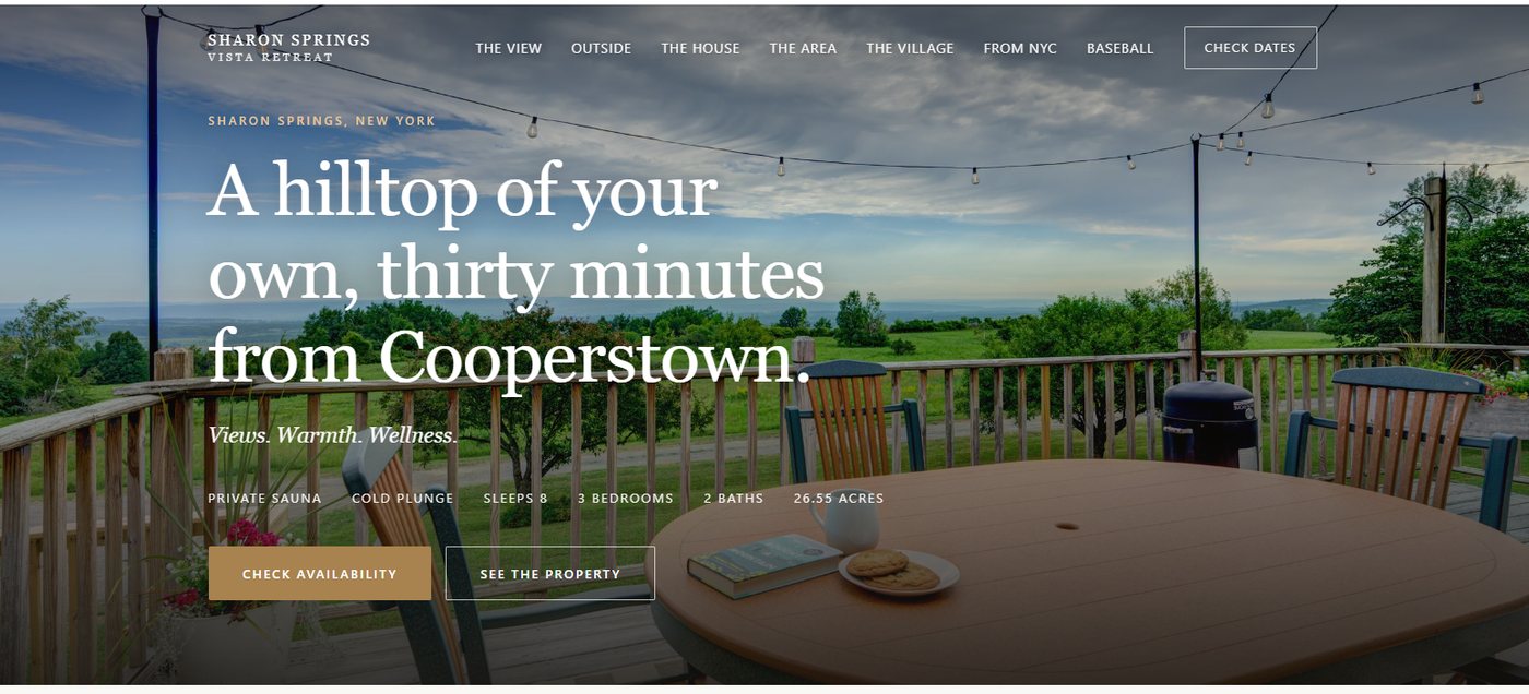 The Sharon Springs Vista home page