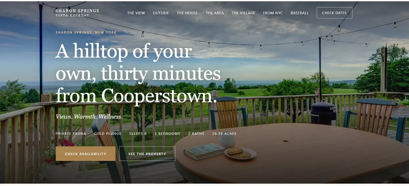 The Sharon Springs Vista home page